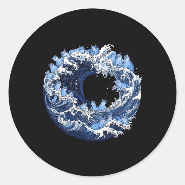 Cute Wave Of Blue Cats For Kamala 2  Classic Round Sticker (Front)