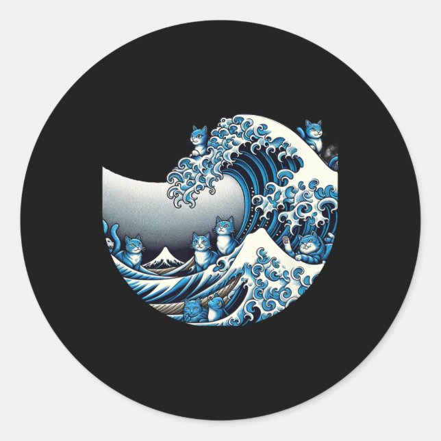 Cute Wave Of Blue Cats For Kamala Funny  Classic Round Sticker (Front)