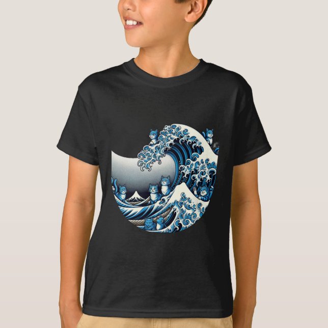 Cute Wave Of Blue Cats For Kamala Funny  T-Shirt (Front)