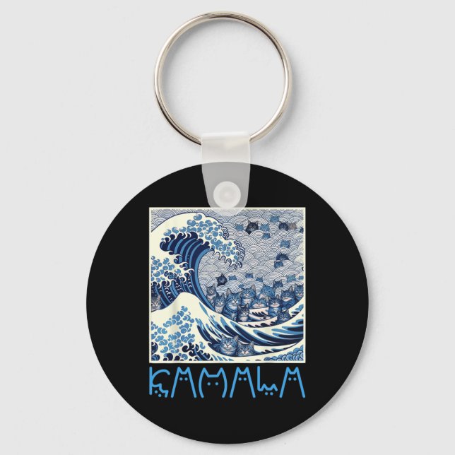 Cute Wave Of Blue Cats For Kamala  Keychain (Front)