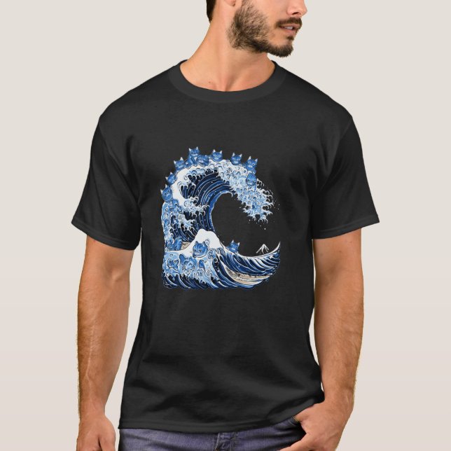 Cute Wave of Blue Cats for Kamala T Shirt (Front)