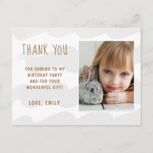 Cute Wave Watercolor Girl Photo Thank you Postcard