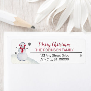 Cute Waving Snowman Merry Christmas Family