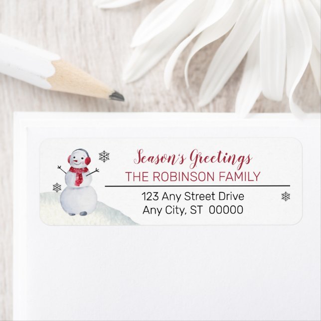 Cute Waving Snowman Season's Greetings Family (Insitu)