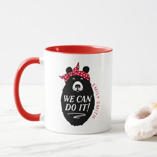 Cute We Can Do It Vintage Bear Mug (With Donut)