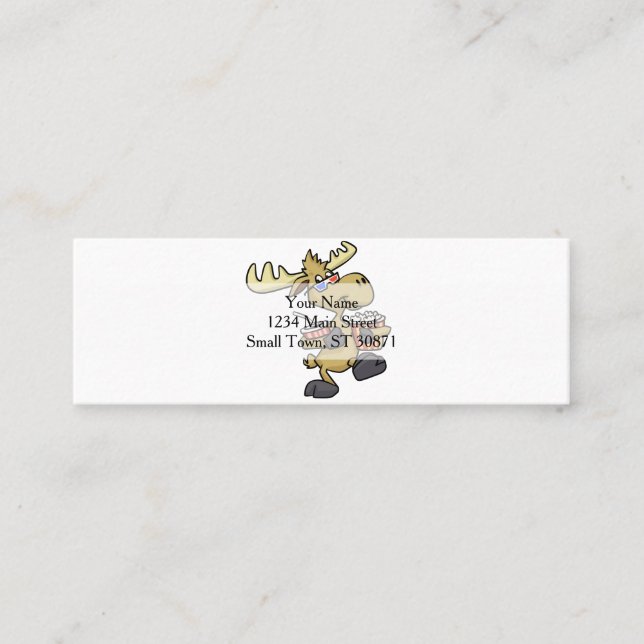 Cute Wearing 3D Glasses | choose background colour Mini Business Card (Front)