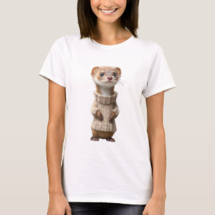 Cute Weasel in Knitted Sweater Illustration