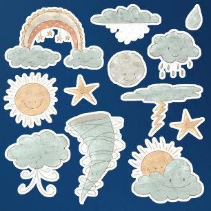 Cute Weather Boho Sun Clouds Scrapbook