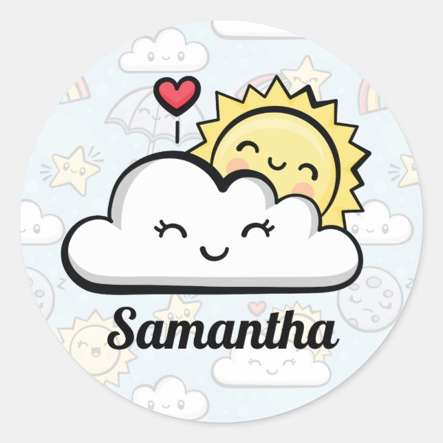 Cute Weather Classic Round Sticker (Front)