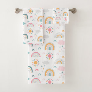 Cute Weather Pattern Bath Towel Set