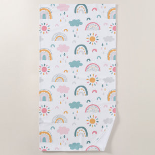 Cute Weather Pattern Beach Towel