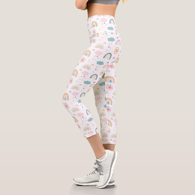 Cute Weather Pattern Capri Leggings (Left)