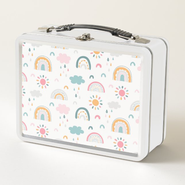 Cute Weather Pattern Metal Lunch Box (Front)