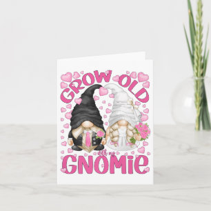 Cute Wedding Bride And Groom Gnomes Grow Old With Card