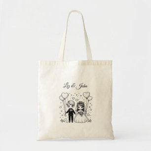 Cute wedding couple personalised tote bag
