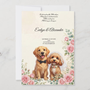 Cute Wedding Dogs Bride and Groom Invitation