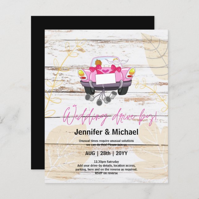 Cute Wedding Drive-By Budget Invitations (Front/Back)