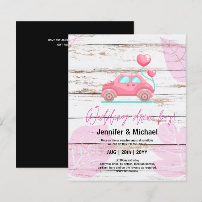 Cute Wedding Drive-By Budget Invitations (Front/Back)