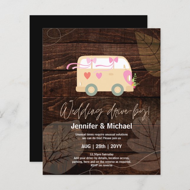 Cute Wedding Drive-By Budget Invitations (Front/Back)