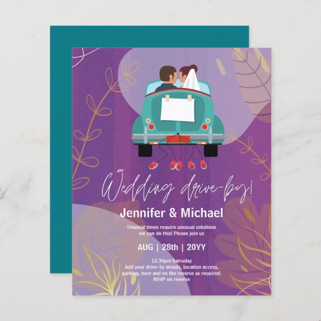 Cute Wedding Drive-By Budget Invitations (Front/Back)