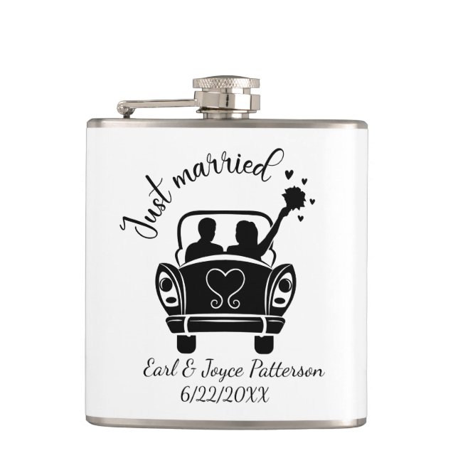 Cute Wedding inspiration add names date  Hip Flask (Front)