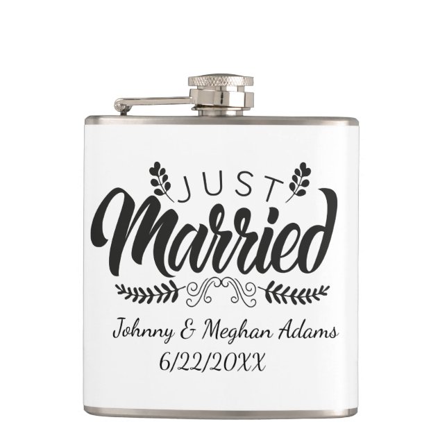 Cute Wedding inspiration add names date  Hip Flask (Front)