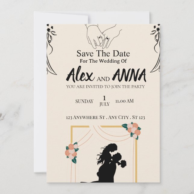 Cute Wedding Invitation Boho Style (Front)