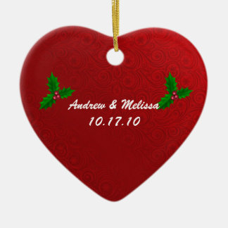 Cute Wedding Married Our First Christmas Ceramic Ornament