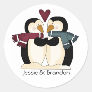 Cute Wedding Penguins Envelope Seal