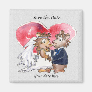 Cute Wedding Save the Date Cartoon Magnets