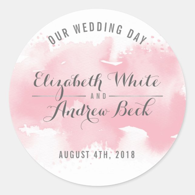 CUTE WEDDING SEAL stylish watercolor blush pink (Front)