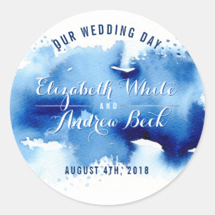 CUTE WEDDING SEAL stylish watercolor dark blue