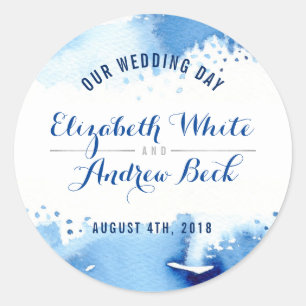 CUTE WEDDING SEAL stylish watercolor dark blue