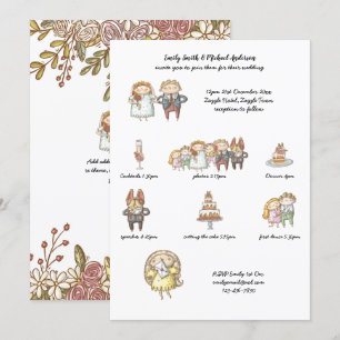 Cute Wedding Timeline Invite Rustic Handdrawn