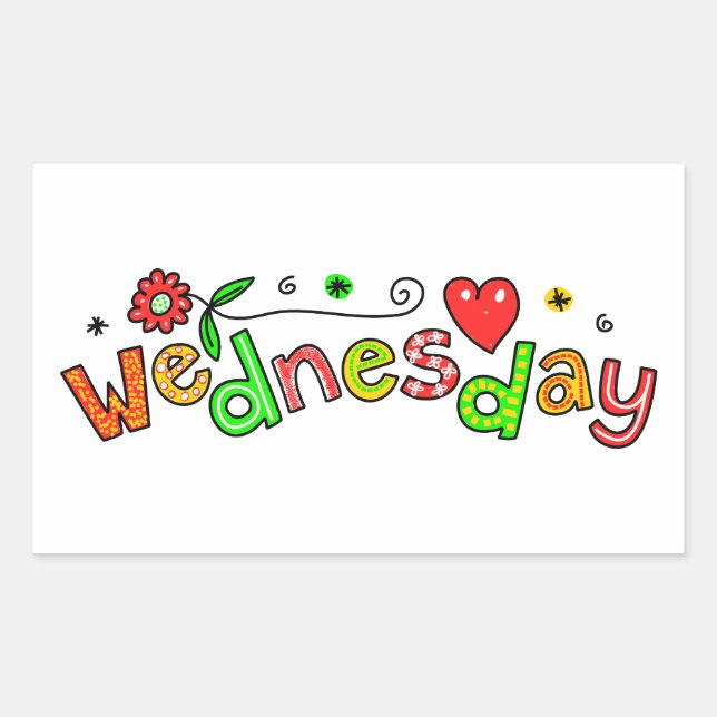 Cute Wednesday Week Day Greeting Text Expression Sticker (Front)
