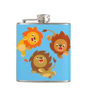 Cute Weightless Cartoon Lions Hip Flask
