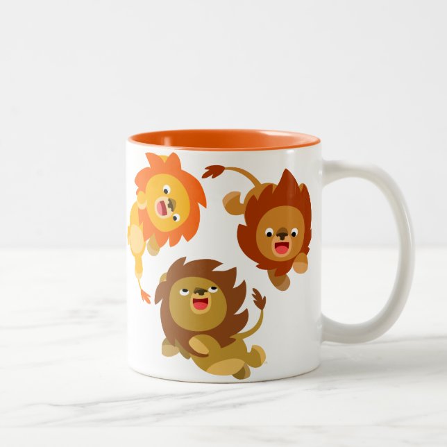 Cute Weightless Cartoon Lions Mug (Right)