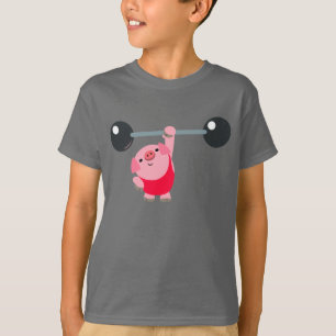 Cute Weightlifting Cartoon Pig Children T-Shirt