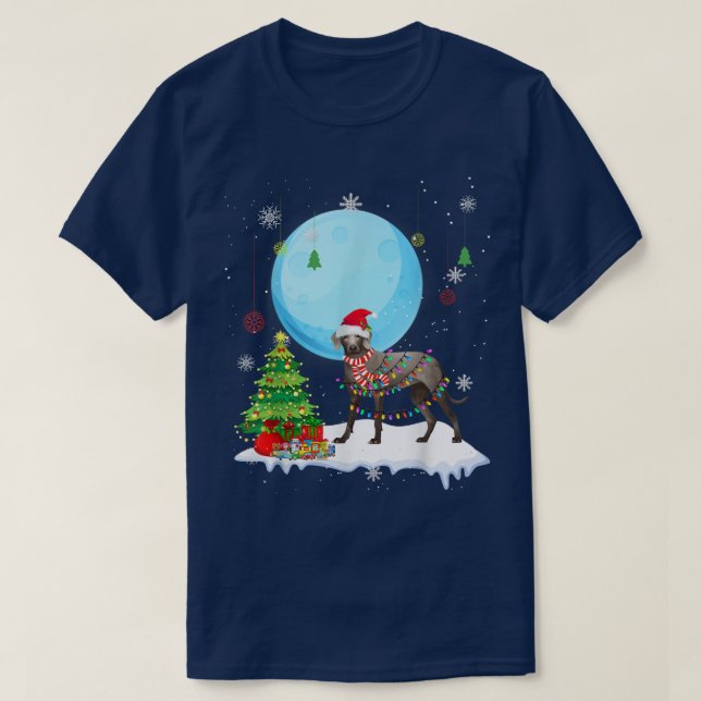 Cute Weimaraner Christmas Dog Lights Lover Tee  (Design Front)