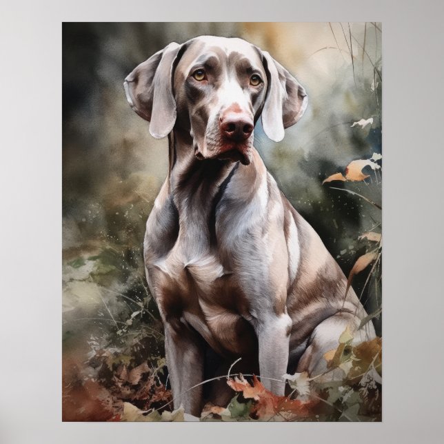 Cute Weimaraner Dog Art Print Poster (Front)