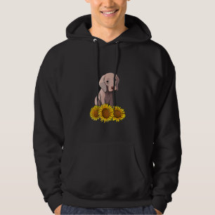 Cute Weimaraner Dog Sunflower Graphic for Women Fl Hoodie