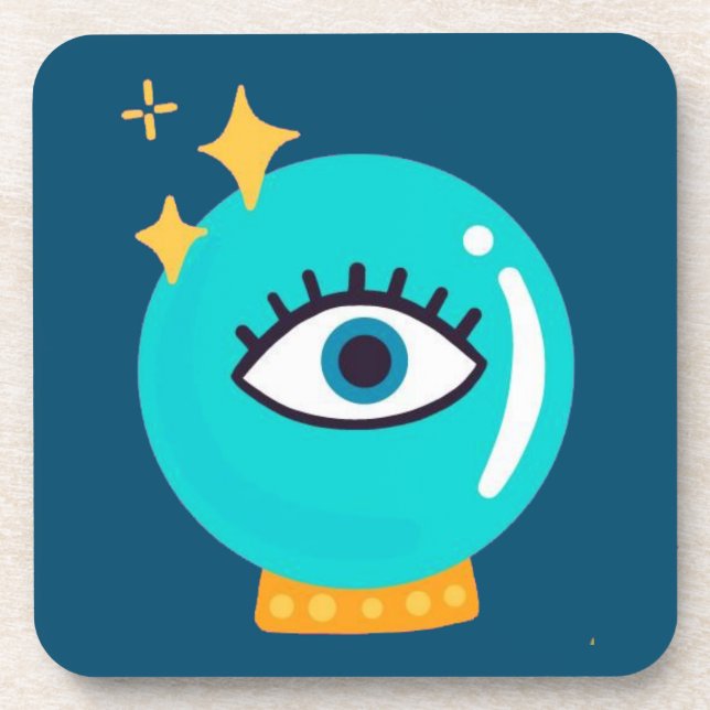 Cute weird magic crystal ball eye coaster (Front)