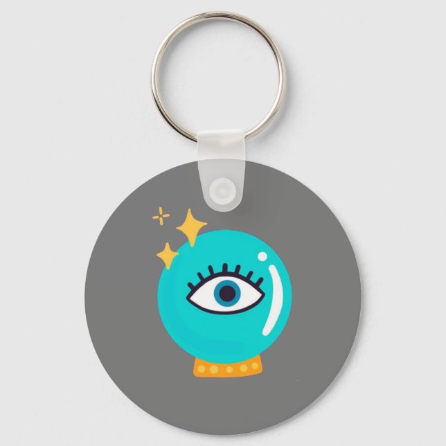Cute weird third eye crystal ball keychain (Front)