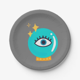 Cute weird third eye crystal ball paper plate