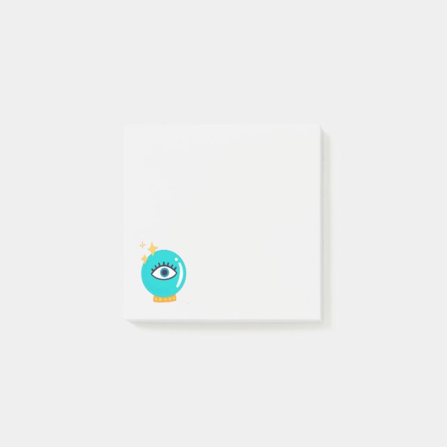 Cute weird third eye crystal ball post-it notes (Front)