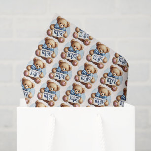 Cute welcome baby boy bear tissue paper