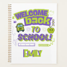 Cute Welcome Back To School Purple Green