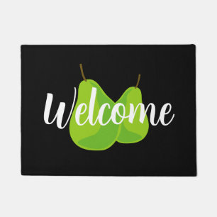Cute welcome doormat with green pear fruit design