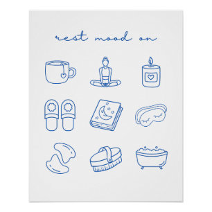 Cute Wellness Self Care Calm Vibes Icons Poster