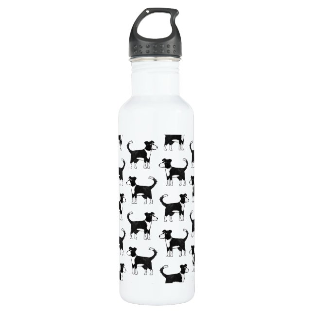 Cute Welsh Border Collie Sheep Dog Pattern 710 Ml Water Bottle (Front)